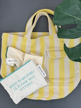 「one'sterrace（ワンズテラス）のROOTOTE ルートート デリリサイクル コットンF（トートバッグ、イエロー系）」を使った、idkさん（レディース・158cm）の夏コーディネート