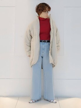 「THE SHOP TK （ザ ショップ ティーケー ）のアイテム（デニムパンツ）」を使った、4410さん（レディース・160cm）の冬コーディネート