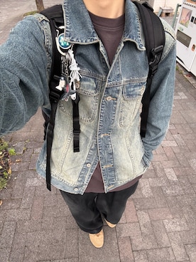 「mushwear（マッシュウェア）のウルトラワイドバギースウェットパンツ（スウェットパンツ、ブラック系）」を使った、hisa.さん（メンズ・177cm）の春コーディネート