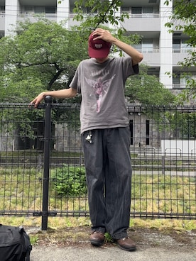「GU（ジーユー）のアイテム（帽子）」を使った、hisa.さん（メンズ・177cm）の夏コーディネート