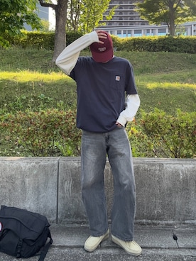 「GU（ジーユー）のアイテム（帽子）」を使った、hisa.さん（メンズ・177cm）の夏コーディネート