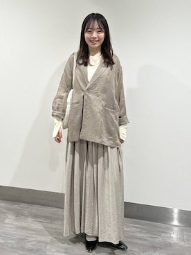 「A part by（アパートバイ）の【今年も登場！】ドットシシュウキャミワンピース（ワンピース、ベージュ系）」を使った、tutuememさん（レディース）の春コーディネート
