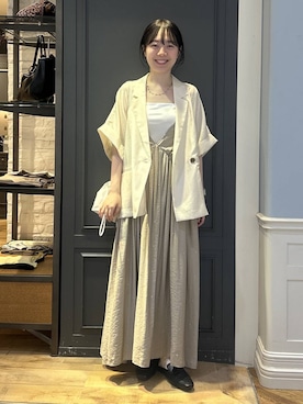 「A part by（アパートバイ）のキンチャクミニショルダバッグ（ショルダーバッグ、ホワイト系）」を使った、tutuememさん（レディース）の夏コーディネート
