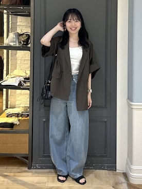 「A part by（アパートバイ）のキンチャクミニショルダバッグ（ショルダーバッグ、ブラック系）」を使った、tutuememさん（レディース）の夏コーディネート