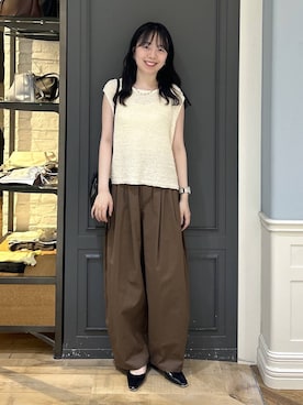 「A part by（アパートバイ）のキンチャクミニショルダバッグ（ショルダーバッグ、ブラック系）」を使った、tutuememさん（レディース）の夏コーディネート