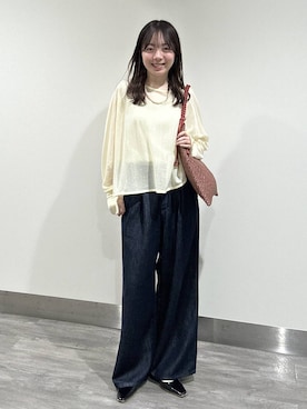 「A part by（アパートバイ）のテンセルデニムパンツ（デニムパンツ、ブルー系）」を使った、tutuememさん（レディース）の春コーディネート