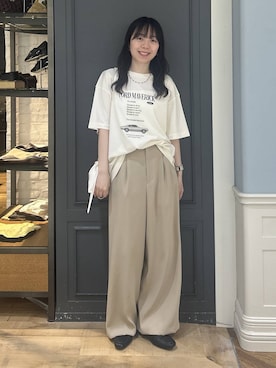 「A part by（アパートバイ）のキンチャクミニショルダバッグ（ショルダーバッグ、ホワイト系）」を使った、tutuememさん（レディース）の夏コーディネート