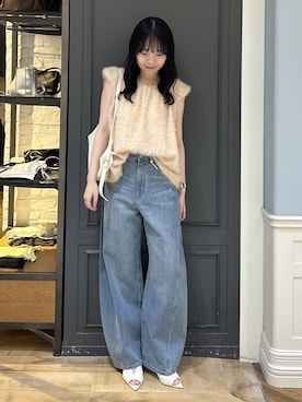 「A part by（アパートバイ）のショルダーバルーンノースリーブブラウス（シャツ/ブラウス、ベージュ系）」を使った、tutuememさん（レディース）の夏コーディネート