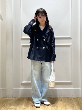 「A part by（アパートバイ）のApbカーブデニムパンツ（デニムパンツ、ブルー系）」を使った、tutuememさん（レディース）の春コーディネート