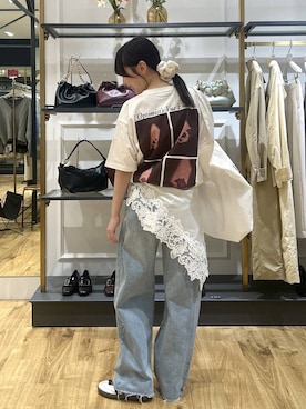 「A part by（アパートバイ）のApbカーブデニムパンツ（デニムパンツ、ブルー系）」を使った、tutuememさん（レディース）の冬コーディネート