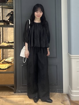 「A part by（アパートバイ）のキンチャクミニショルダバッグ（ショルダーバッグ、ホワイト系）」を使った、tutuememさん（レディース）の夏コーディネート