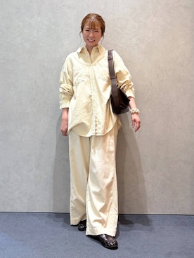 「LOWRYS FARM（ローリーズファーム）の【500mlペットボトル収納可】ハーフムーンフラップショルダーＢＡＧ 1049010（ショルダーバッグ、ブラウン系）」を使った、ふうかちさん（レディース・156cm）の秋コーディネート