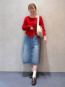 「LOWRYS FARM（ローリーズファーム）の【500mlペットボトル収納可】フラップショルダーＢＡＧ 1046881（ショルダーバッグ、ホワイト系）」を使った、ふうかちさん（レディース・156cm）の秋コーディネート