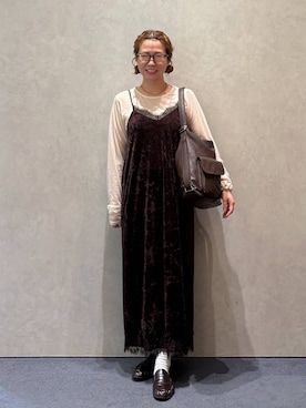 「LOWRYS FARM（ローリーズファーム）のアイテム（ワンピース）」を使った、ふうかちさん（レディース・156cm）の秋コーディネート