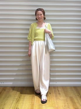 「LOWRYS FARM（ローリーズファーム）のヤワラカルイ２ＷＡＹショルダーＢＡＧ 115210（ショルダーバッグ、シルバー系）」を使った、ふうかちさん（レディース・156cm）の夏コーディネート