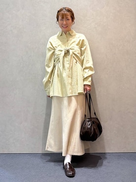 「LOWRYS FARM（ローリーズファーム）の【500mlペットボトル収納可】タックボストンＢＡＧ　1049023（ボストンバッグ、ブラウン系）」を使った、ふうかちさん（レディース・156cm）の秋コーディネート