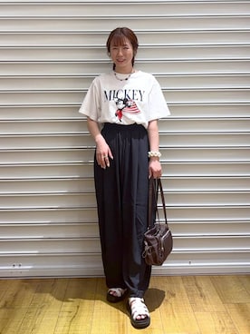 「LOWRYS FARM（ローリーズファーム）のコードカラフルパーツネックレス 1051671（ネックレス、ブルー系）」を使った、ふうかちさん（レディース・156cm）の夏コーディネート
