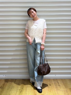 「LOWRYS FARM（ローリーズファーム）のアイテム（ベスト）」を使った、ふうかちさん（レディース・156cm）の秋コーディネート