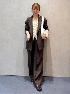 「LOWRYS FARM（ローリーズファーム）の【500mlペットボトル収納可】フラップショルダーＢＡＧ 1046881（ショルダーバッグ、ホワイト系）」を使った、ふうかちさん（レディース・156cm）の秋コーディネート