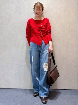「LOWRYS FARM（ローリーズファーム）の【500mlペットボトル収納可】フラップショルダーＢＡＧ 1046881（ショルダーバッグ、ブラウン系）」を使った、ふうかちさん（レディース・156cm）の秋コーディネート