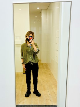 「BEAMS PLUS（ビームスプラス）のアイテム（トップス）」を使った、peeeeaさん（レディース・155cm）の春コーディネート