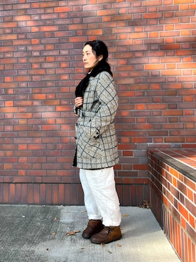 「アイテム（モカシン/デッキシューズ）」を使った、maiya さん（レディース・152cm）の冬コーディネート