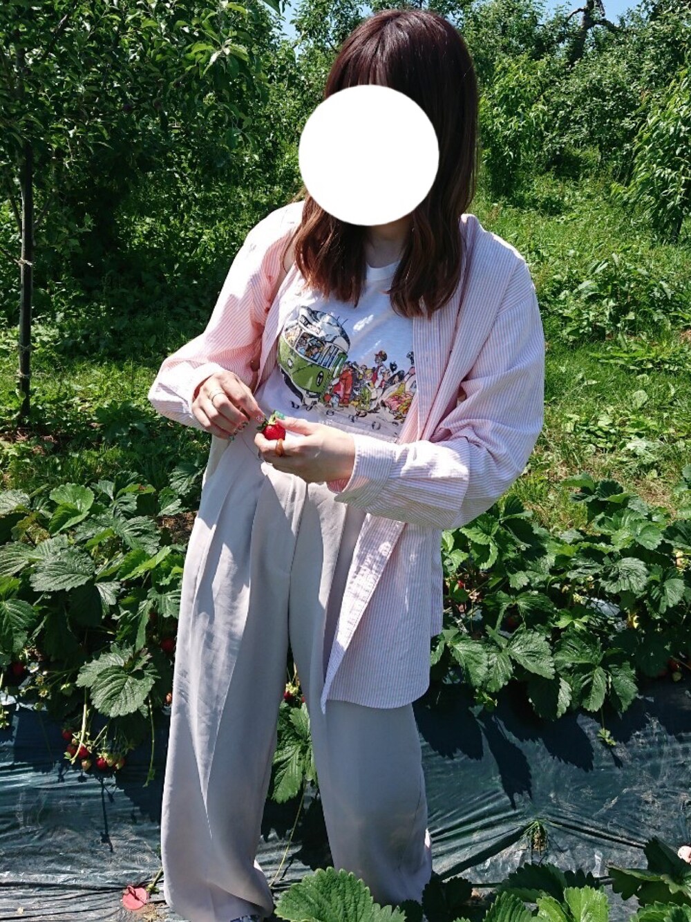 「おしゃれさんと繋がりたい、古着コーデ、ラルフローレンシャツ、ラルフローレン、ストライプシャツ、古着、古着Tシャツ、カジュアル、カジュアルコーデ、古着MIX」｜「POLO RALPH LAURENのアイテム（シャツ/ブラウス、オレンジ系）」を使った、oyu.さん（レディース・165cm）の夏コーディネートの1枚目の写真