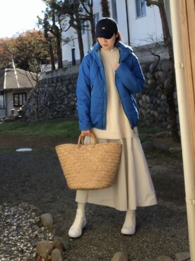 「UNITED ARROWS（ユナイテッドアローズ）のアイテム（かごバッグ）」を使った、RYOKO  Yuhasaさん（レディース・172cm）の冬コーディネート