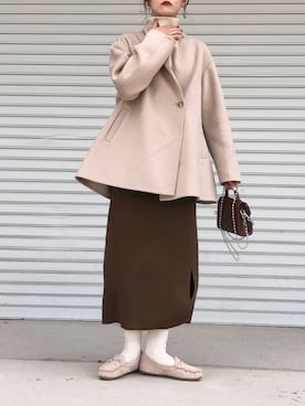 「ペタンコ靴」｜「アイテム（モカシン/デッキシューズ）」を使った、mayuさん（レディース・160cm）の冬コーディネート