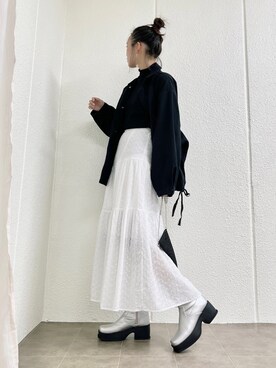 「ISOOK（アイスー）のアイテム（デニムジャケット）」を使った、mayuさん（レディース・160cm）の冬コーディネート