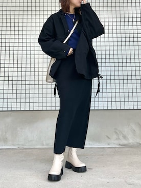 「ISOOK（アイスー）のアイテム（デニムジャケット）」を使った、mayuさん（レディース・160cm）の冬コーディネート