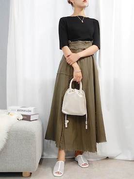 「minia（ミニア）のアイテム」を使った、mayuさん（レディース・160cm）の夏コーディネート