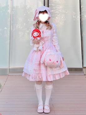 「アイテム（ジャンパースカート）」を使った、miton さん（レディース・152cm）の秋コーディネート