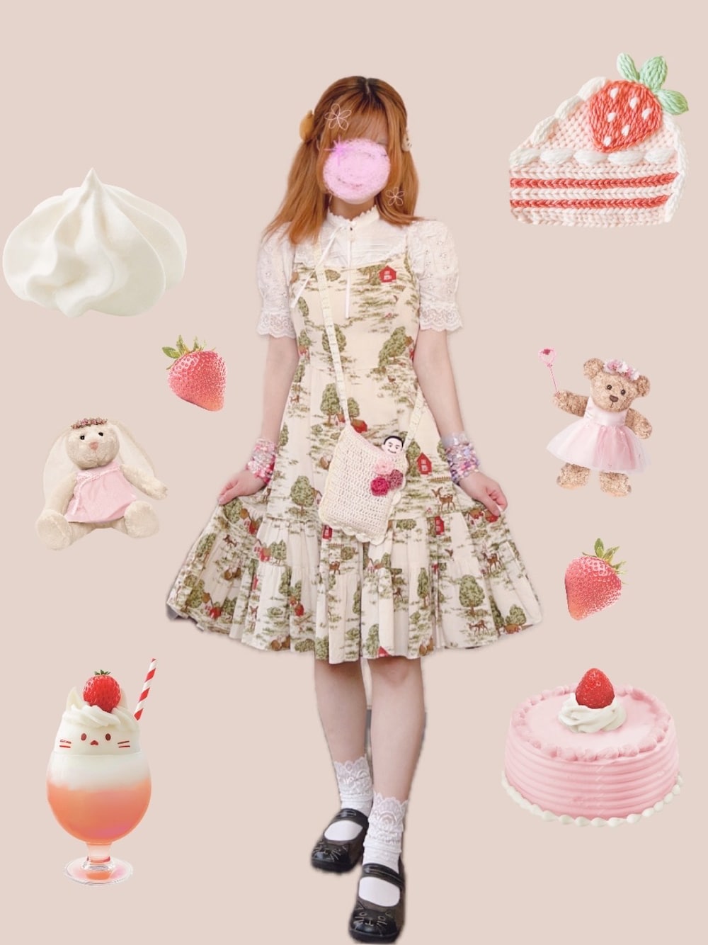 エミリーテンプルキュート ブロック イチゴ ジャンパースカート いちご Emily Temple cute エミリーテンプルキュート いちごJSK 苺