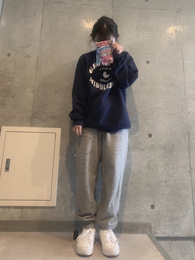 「HANES（ヘインズ）のアイテム（スウェット）」を使った、cyunaさん（レディース・150cm）の冬コーディネート
