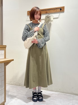 「ehka sopo（エヘカソポ）のアイテム（ワンピース/ドレス）」を使った、てぃ𖠚໊｡ﾟさん（レディース・165cm）の春コーディネート