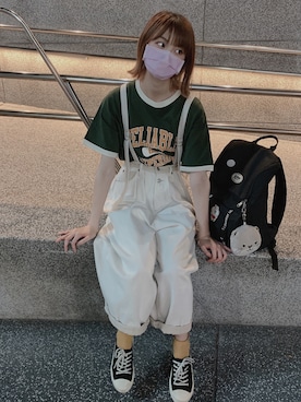 「アイテム（オールインワン・サロペット）」を使った、R1さん（レディース・164cm）の秋コーディネート
