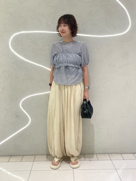 「KBF（ケイビーエフ）のブラトップビスチェSETブラウス（シャツ/ブラウス、ブルー系）」を使った、kuroさん（レディース・165cm）の夏コーディネート