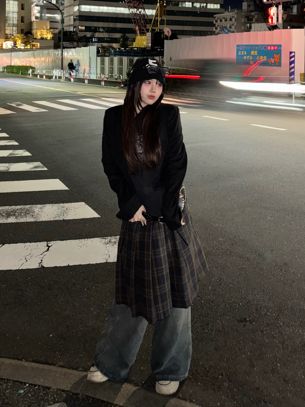 「ロンT、古着MIX、お出かけコーデ」｜「ZARAのアイテム（ベルト、ブラック系）」を使った、深結(みゆ)さん（骨格ストレート・レディース・159cm）の春コーディネートの1枚目の写真