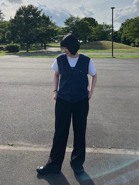 「黒パンツ」｜リカさん（レディース・161cm・20代）の夏コーディネート
