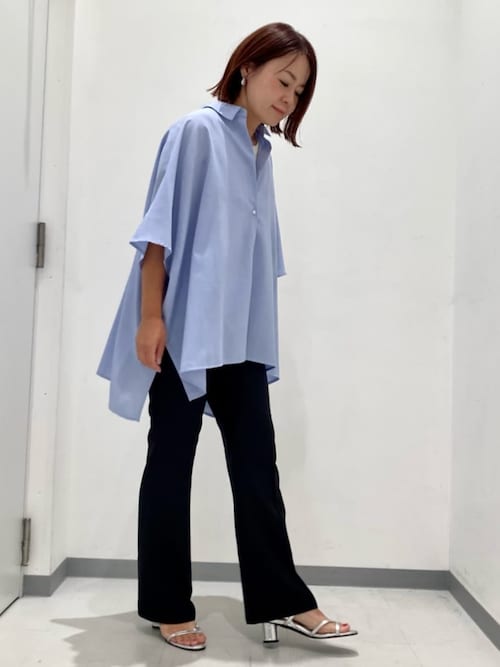 美しいベーシックパンツ】ポリエステルストレッチ セミフレア