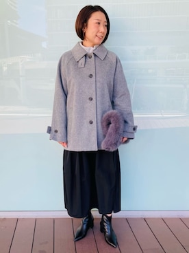 「アイテム（ステンカラーコート）」を使った、COMME CA ISM STAFFさん（レディース・155cm）の秋コーディネート
