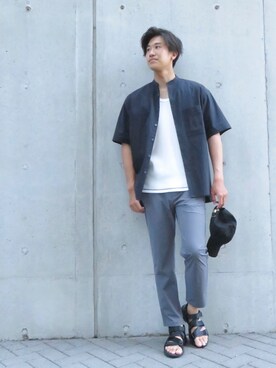 「COMME CA ISM（コムサイズム）のアイテム（サンダル）」を使った、COMME CA ISM STAFFさん（メンズ・180cm）の夏コーディネート