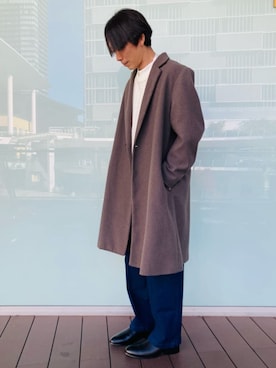 「アイテム（チェスターコート）」を使った、COMME CA ISM STAFFさん（メンズ・175cm）の秋コーディネート