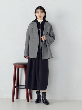 「アイテム（ピーコート）」を使った、COMME CA ISM STAFFさん（レディース・169cm）の秋コーディネート
