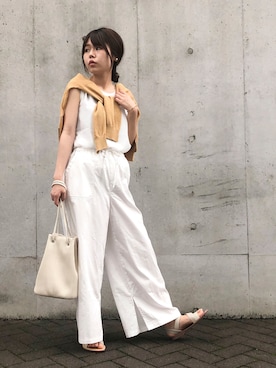 「ONIGIRI（オニギリ）のアイテム（サンダル）」を使った、COMME CA ISM STAFFさん（レディース・151cm）の夏コーディネート
