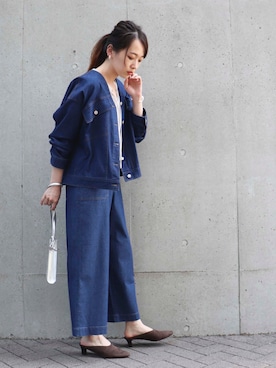 「COMME CA ISM（コムサイズム）のアイテム（ブルゾン）」を使った、COMME CA ISM STAFFさん（レディース・164cm）の夏コーディネート