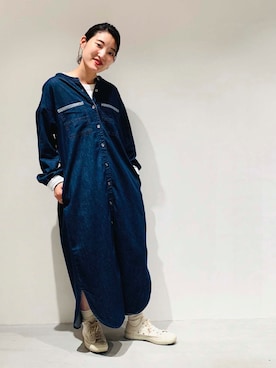 「ONIGIRI（オニギリ）のアイテム（シャツワンピース）」を使った、COMME CA ISM STAFFさん（レディース・151cm）の秋コーディネート