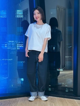 「ONIGIRI（オニギリ）のアイテム（パンツ）」を使った、COMME CA ISM STAFFさん（レディース・151cm）の夏コーディネート