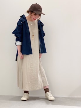 「ワンピース×スニーカー」｜「アイテム（ブルゾン）」を使った、COMME CA ISM STAFFさん（レディース・155cm）の夏コーディネート